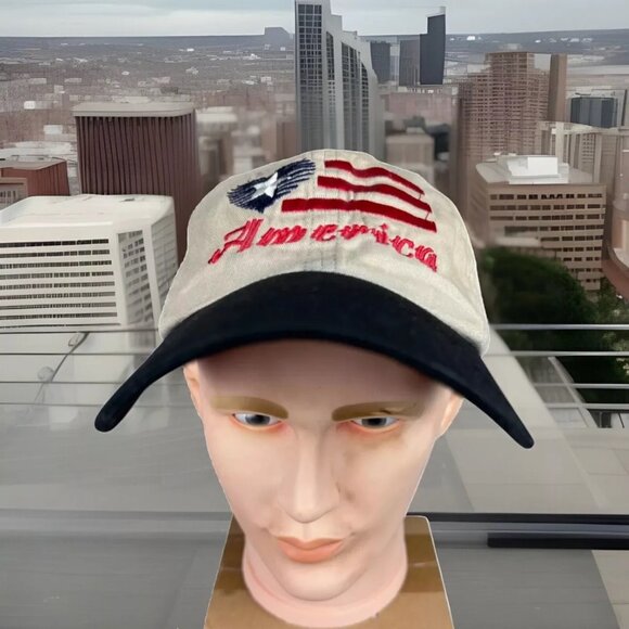 Big X Baseball Cap Men One Size Strapback Patriotic USA Flag Heart Embroidery - Picture 2 of 13